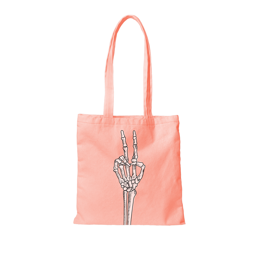 Peace Out Skeleton Canvas Tote