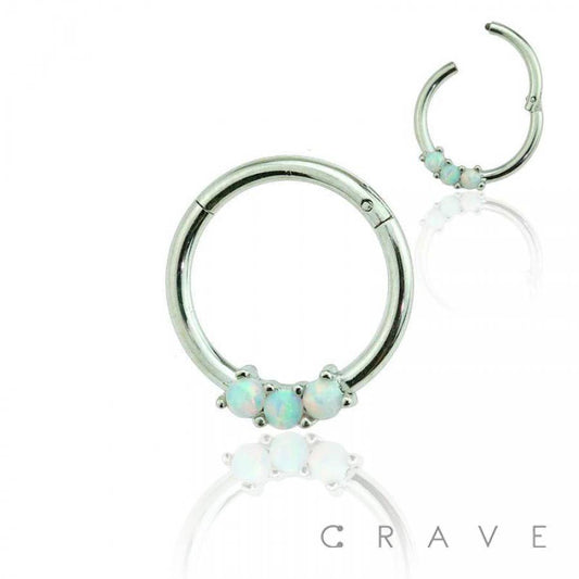 TRIPLE OPAL HOOP SEPTUM CLICKER