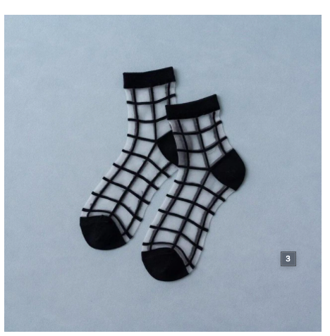 Naomi Mesh Grid Fashion Socks in Black