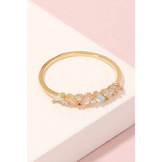 Mixed Studded Metallic Band Ring in Gold
