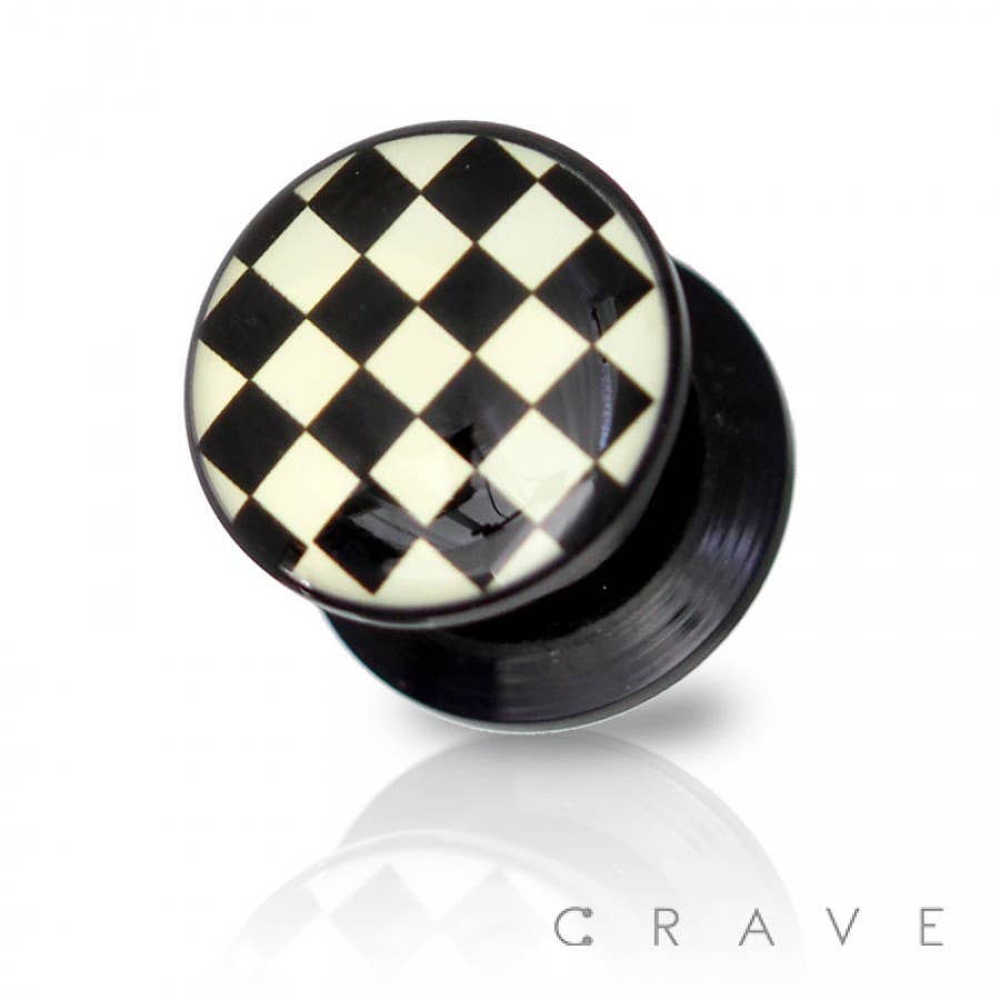 Check Mate Acrylic Screw Back Gauge Earrings