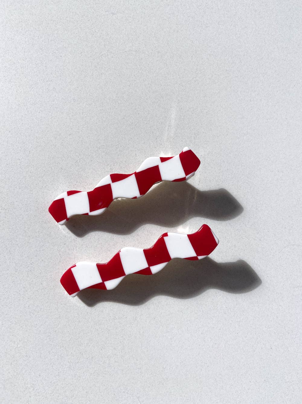 Red 2pc Checkered Hair Clip Set | Eco-Friendly