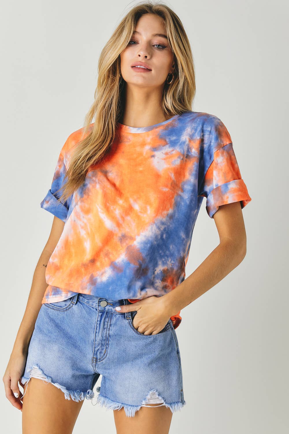 Round Neck Cotton Candy Tie-Dye Top