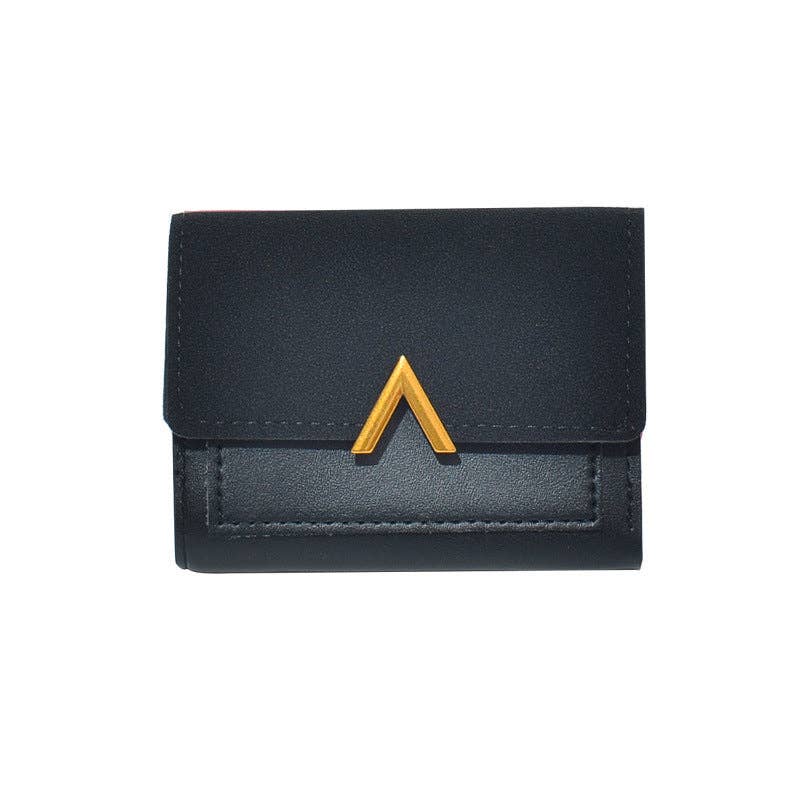 Suede Flap Wallet | Vegan Leather-Black